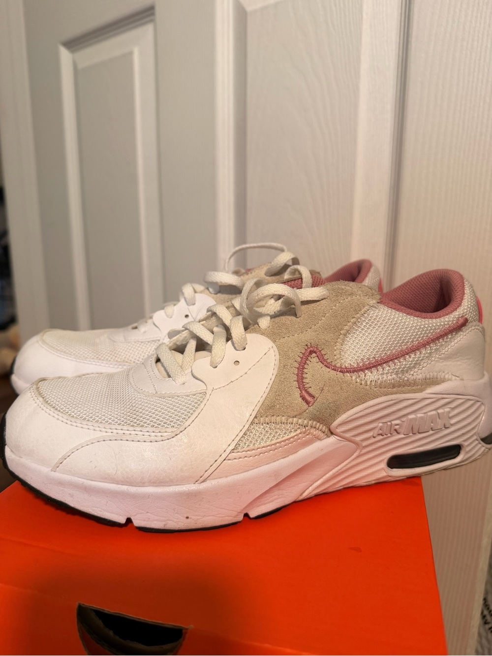 Nike Women's White and Pink Air Max Sneakers